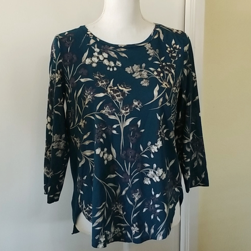 Loft Ann Taylor Turquoise Gray Gloral